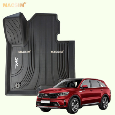 Thảm lót sàn xe ô tô Kia sorento 2021- nay Nhãn hiệu Macsim 3W chất liệu nhựa TPE đúc khuôn cao cấp - màu đen