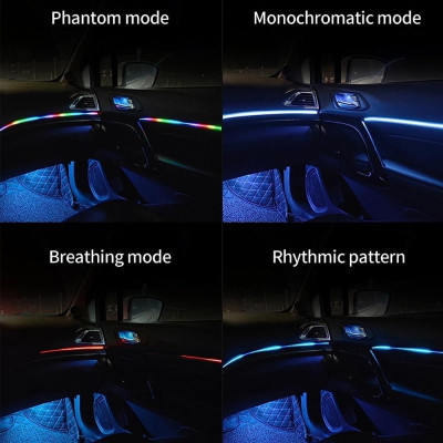 Dây Đèn Led Ambient Light RGB suối chảy 5V Cổng USB Trang Trí Nội Thất Xe Hơi Kèm Điều Khiển Từ Xa