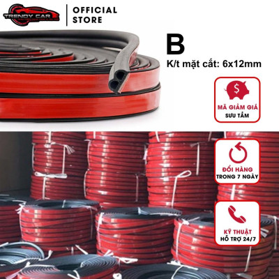 8met Gioăng cao su chống ồn chữ B cho ô tô | Ron cao su chữ B cách âm chống ồn cho xe hơi