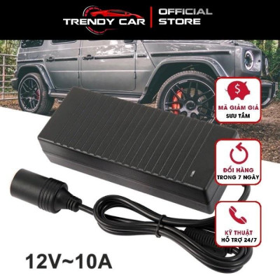Adapter chuyển nguồn 220V-12V đầu ra tẩu sạc, công suất lớn 120w , 12v -10a, phích cắm 2 chân Carhome