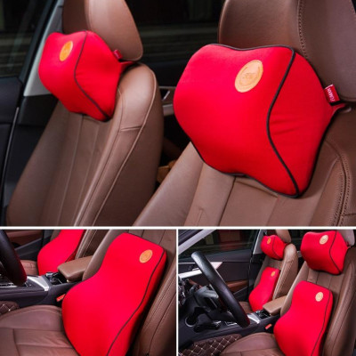 Bộ gối tựa đầu đệm dựa lưng ô tô cao su non thoáng khí không xẹp lún