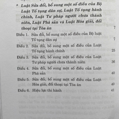 Luật sửa đổi, bổ sung một số điều của Bộ Luật Tố tụng dân sự, Luật tố tụng hành chính, Luật tư pháp người chưa thành niên, Luật Phá sản và Luật Hoà giải, đối thoại tại toà án
