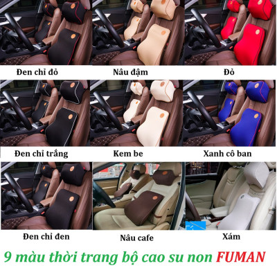 Bộ gối tựa đầu đệm dựa lưng ô tô cao su non thoáng khí không xẹp lún