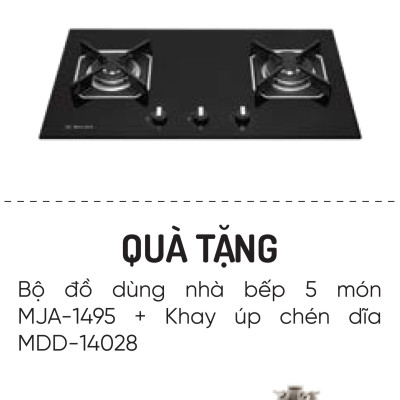 Bếp 2 Gas GHG 732A NEW - Tặng Bộ đồ dùng nhà bếp 5 món MJA-1495 + Khay úp chén dĩa MDD-14028 - Hàng chính hãng