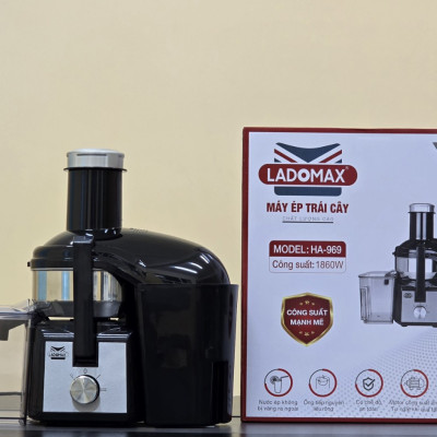 Máy ép trái cây công nghiệp công suất lớn 1860W Ladomax HA-969 nắp kháng vỡ, vòi xoay 2 chiều chống rỉ, ép kiệt bã, có linh kiện thay, chuyên dùng kinh doanh nước ép-Hàng chính hãng