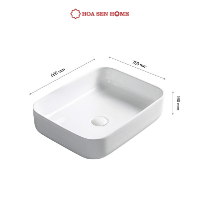 Lavabo đặt bàn TUSLO L005 chất liệu gốm sứ tráng men, lớp phủ Ceramic công nghệ men Nano kháng khuẩn - Hoa Sen Home - Hàng chính hãng