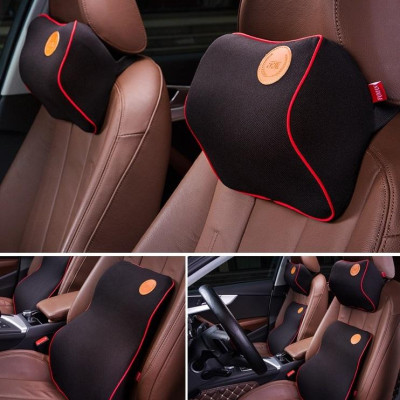 Bộ gối tựa đầu đệm dựa lưng ô tô cao su non thoáng khí không xẹp lún