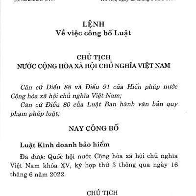 Luật Kinh Doanh Bảo Hiểm