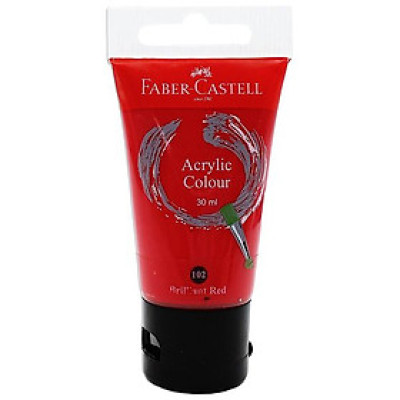Tuýp màu vẽ acrylic 30ml briliant red (đỏ tươi) Faber 183021