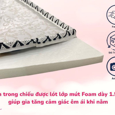 Chiếu Điều Hòa Sợi Mây Tổng Hợp Có Lớp Mút Foam Dày 3cm Đủ Size Thoáng Mát Và Êm Ái
