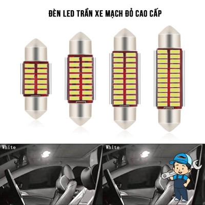 Đèn Trần Ô Tô, Đèn Led Trần Xe Hơi ánh sáng trắng chip 4014 loại mới mạch đỏ có canbus nhiều cỡ đèn