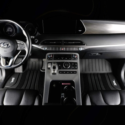 Thảm lót sàn xe ô tô Hyundai Palisade Nhãn hiệu Macsim 3W chất liệu nhựa TPE đúc khuôn cao cấp - màu đen
