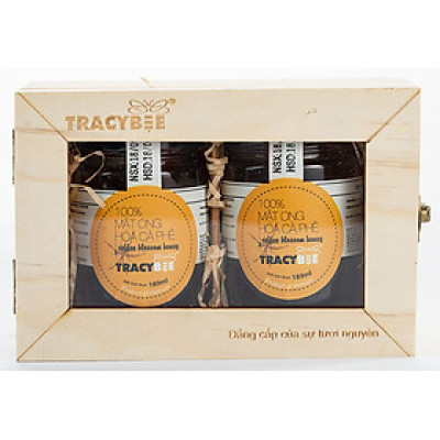 Hộp quà gỗ đôi mật ong hoa cà phê 220G