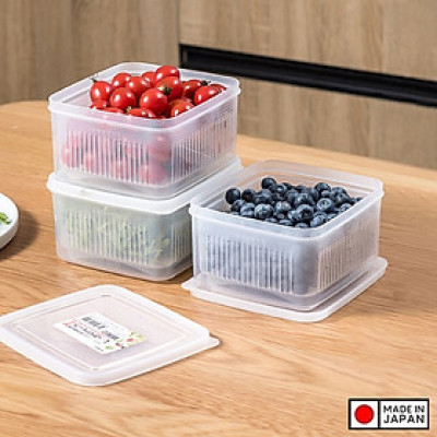 Bộ 03 hộp thực phẩm có giá lót Nakaya 1100ml hàng nội địa Nhật Bản K.230#