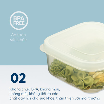 Bộ 3 hộp thực phẩm vuông Hokkaido 500-1000-2000ml ( Tặng kèm Sticker) - INOCHI - chất lượng tiêu chuẩn Nhật Bản