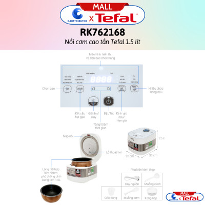 Nồi cơm cao tần Tefal 1.5 lít RK762168 - Hàng Chính Hãng - Bảo Hành 12 Tháng