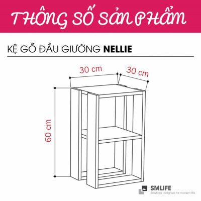 Tủ đầu giường bằng gỗ kết cấu chắc chắn SMLIFE Nellie