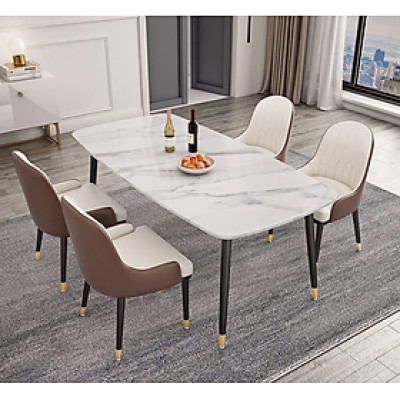 Bộ bàn ăn Tundo mặt đá cẩm thạch hiện đại 