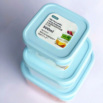 Bộ 3 hộp thực phẩm vuông Hokkaido 500-1000-2000ml ( Tặng kèm Sticker) - INOCHI - chất lượng tiêu chuẩn Nhật Bản