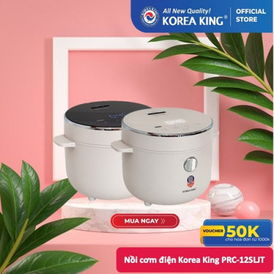 PRC-12SLJT_W Nồi cơm điện Korea King (có chức năng tách đường, dung tích 1.2L, công suất 400 W, mặt kính trắng)-Hàng chính hãng