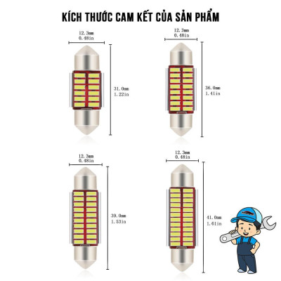 Đèn Trần Ô Tô, Đèn Led Trần Xe Hơi ánh sáng trắng chip 4014 loại mới mạch đỏ có canbus nhiều cỡ đèn