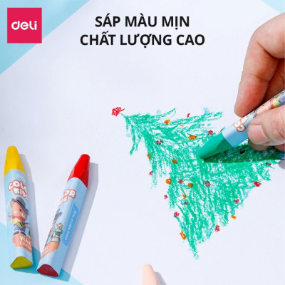 Màu sáp dầu học sinh Colorkids 12/24 màu Deli- Sáp màu dầu siêu mịn, màu sắc tươi sáng, an toàn ít mùi, tô màu mỹ thuật