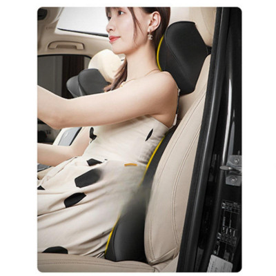 Bộ Gối Tựa Đầu, Tựa Lưng Ô Tô 100% Cao Su Non Đặc Biệt Bọc Da Cao Cấp - SIÊU ÊM, SIÊU ĐÀN HỒI - Hàng Nhập Khẩu