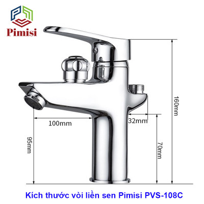 Vòi Chậu Liền Sen Pimisi Nóng Lạnh Cho Chậu Rửa Mặt Lavabo 1 Lỗ Làm Bằng Đồng Thau Mạ Xi Sáng Bóng Dùng Trong Phòng Tắm Nhỏ - Điều Chỉnh Nước Bằng Gật Gù Đầy Đủ Phụ Kiện Dây Bát Sen Tắm - Ống Xả Thải Và Dây Cấp Nước | Hàng Chính Hãng