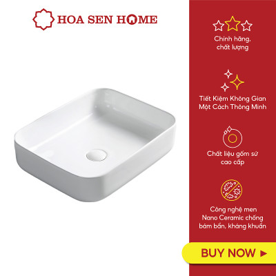 Lavabo đặt bàn TUSLO L005 chất liệu gốm sứ tráng men, lớp phủ Ceramic công nghệ men Nano kháng khuẩn - Hoa Sen Home - Hàng chính hãng