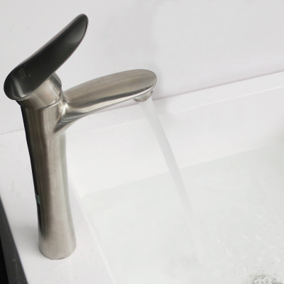 Vòi Lavabo nóng lạnh điếu cao 30cm Inox SUS 304 Eurolife EL-ORCHID 03 (Trắng vàng)