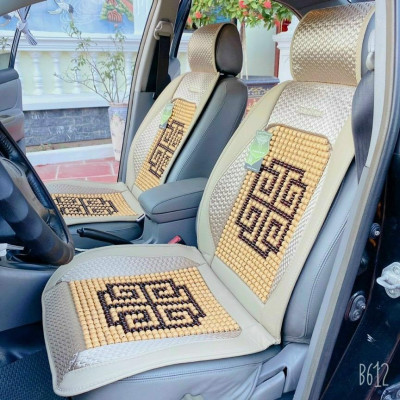 Lót Ghế Ô Tô Hạt Gỗ Massage, Chống Nóng hoạ tiết hoa văn bắt mắt, sang trọng