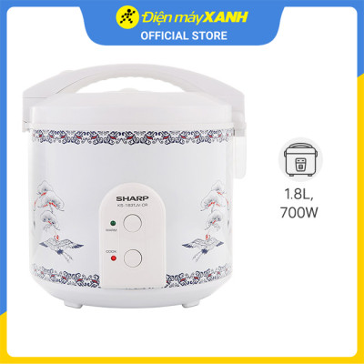 Nồi cơm điện nắp gài Sharp 1.8 lít KS-183TJV-CR - Hàng chính hãng