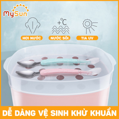 Thìa muỗng Silicone ăn dặm Silicon cho bé inox nạo trái cây hoa quả MySun