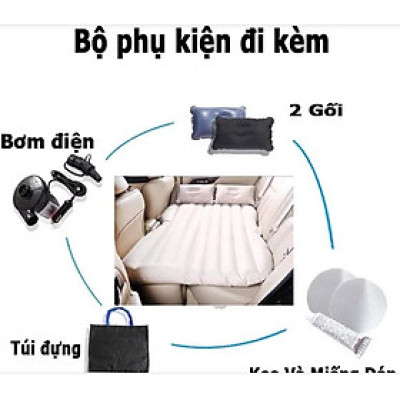 Giường đệm, nệm hơi thông minh du lịch cho ôtô, xe hơi + Kèm bơm điện, vòi bơm đa năng.