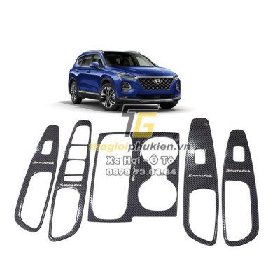 Ốp nội thất vân Carbon cho Hyundai Santafe 2019-2020 Cao cấp