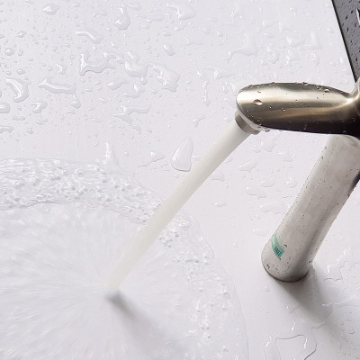 Vòi Lavabo nóng lạnh điếu cao 30cm Inox SUS 304 Eurolife EL-ORCHID 03 (Trắng vàng)