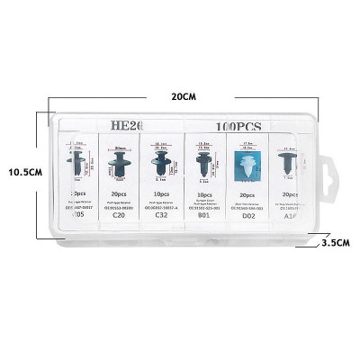 Bộ 100 Chốt Vít Vặn Các Bộ Phận Trên Xe Hơi Chất Liệu Nhựa Kèm Hộp Đựng phụ tùng ô tô