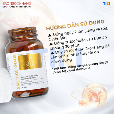 Viên uống Sắc Ngọc Khang Vi tảo lục (60 viên) giúp trẻ hóa làn da xua tan vết nám, hỗ trợ cân bằng nội tiết tố, bổ huyết, điều kinh, hỗ trợ giảm các triệu chứng tiền mãn kinh