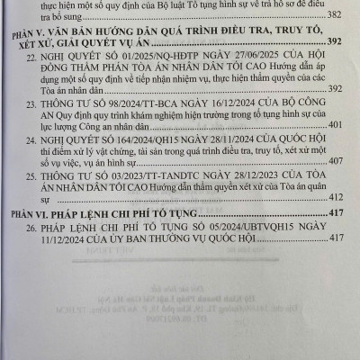  Bộ Luật Tố Tụng Hình Sự Năm 2015 ( Sửa đổi, bổ sung năm 2021, 2025) Và Các Văn Bản Hướng Dẫn Thi Hành