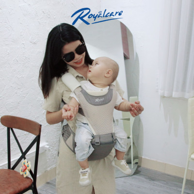Địu ngồi trẻ em 4 tư thế lưới siêu thoáng Air mesh siêu thoáng Royalcare - 906 - cho bé 3 tháng tới 36 tháng - tặng khăn yếm cho bé