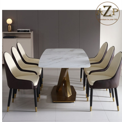 Bàn Ghế Ăn Phong Cách Đương Đại Châu Âu - Xu Hướng Hiện Nay Cho Không Gian Hiện Đại - Chân Thép Mặt Đá - Hàng Nhập Khẩu AZP