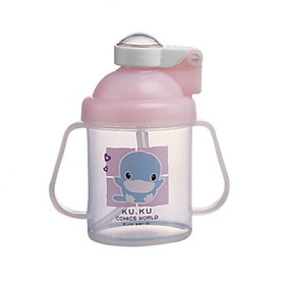 BÌNH UỐNG NƯỚC ỐNG HÚT CHO BÉ CÓ TAY CẦM KUKU KU5321 - 250ML