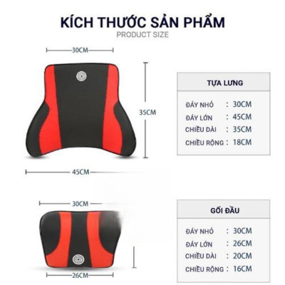 Bộ Gối Tựa Đầu, Tựa Lưng Ô Tô 100% Cao Su Non Đặc Biệt Bọc Da Cao Cấp - SIÊU ÊM, SIÊU ĐÀN HỒI - Hàng Nhập Khẩu