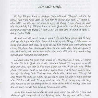 So Sánh Bộ Luật Tố Tụng Hình Sự Năm 2003 Với Bộ Luật Tố Tụng Hình Sự Năm 2015 (Có hiệu lực thi hành từ ngày 01/01/2018)