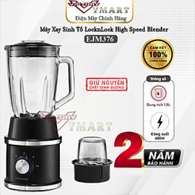 Máy xanh sinh tố Lock&Lock High Speed Blender EJM376BLK, 220-240V, 50/60Hz, 600W (Đen) - Hàng chính hãng