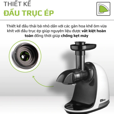 Máy Ép Chậm Olivo SJ22 Thương Hiệu Mỹ Ép Rau Không Lo Kẹt Máy Ép Kiệt 99% Dễ Vệ Sinh Công Suất 150W - Hàng Chính Hãng