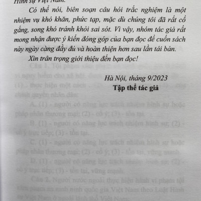 Trắc Nghiệm Luật Hình Sự Việt Nam - Phần Các Tội Phạm