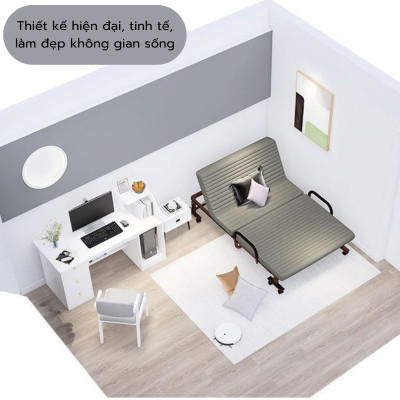 Giường gấp nâng đầu tự động 5 cấp độ hỗ trợ trào ngược dạ dày, khung thép chắc chắn, đệm dày êm, chính hãng Nikita