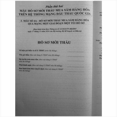 Sách Tuyển Tập Mẫu Hồ Sơ Mời Thầu Mua Sắm Hàng Hóa Trên Hệ Thống Mạng Đấu Thầu Quốc Gia - V2510D