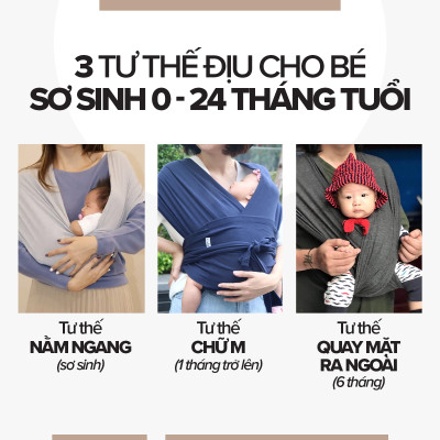 [Thiết Kế Mới - Cao Cấp] Địu Vải Em Bé Sling Baby Sling Nova/Nova Plus Dễ Địu Êm Vai An Toàn Cho Bé 0–24 Tháng